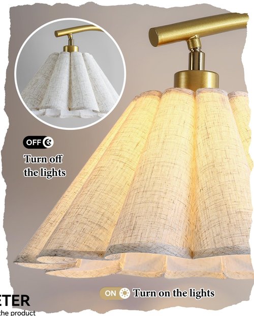 Gold Floor Lamp with Pleated Linen Lampshade, Modern Flower Floor Lamp for Living Room Arc Standing Lamp, Tall Lamp for Bedroom Office Dining Room(Bulb Included)