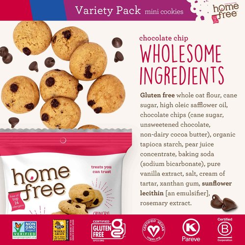 Homefree Treats You Can Trust Gluten Free Mini Cookies, Single Serve, Variety Pack (Pack of 30)