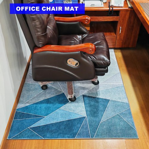 SAIKOOWA Office Chair Mat for Hardwood Floor,48"*60" Highly Premium Quality Rolling Office Mat- 3.86lbs Anti-Slip Chair Rug Mat for Low-Pile Carpet Office Home Laminate Floor Blue Grey