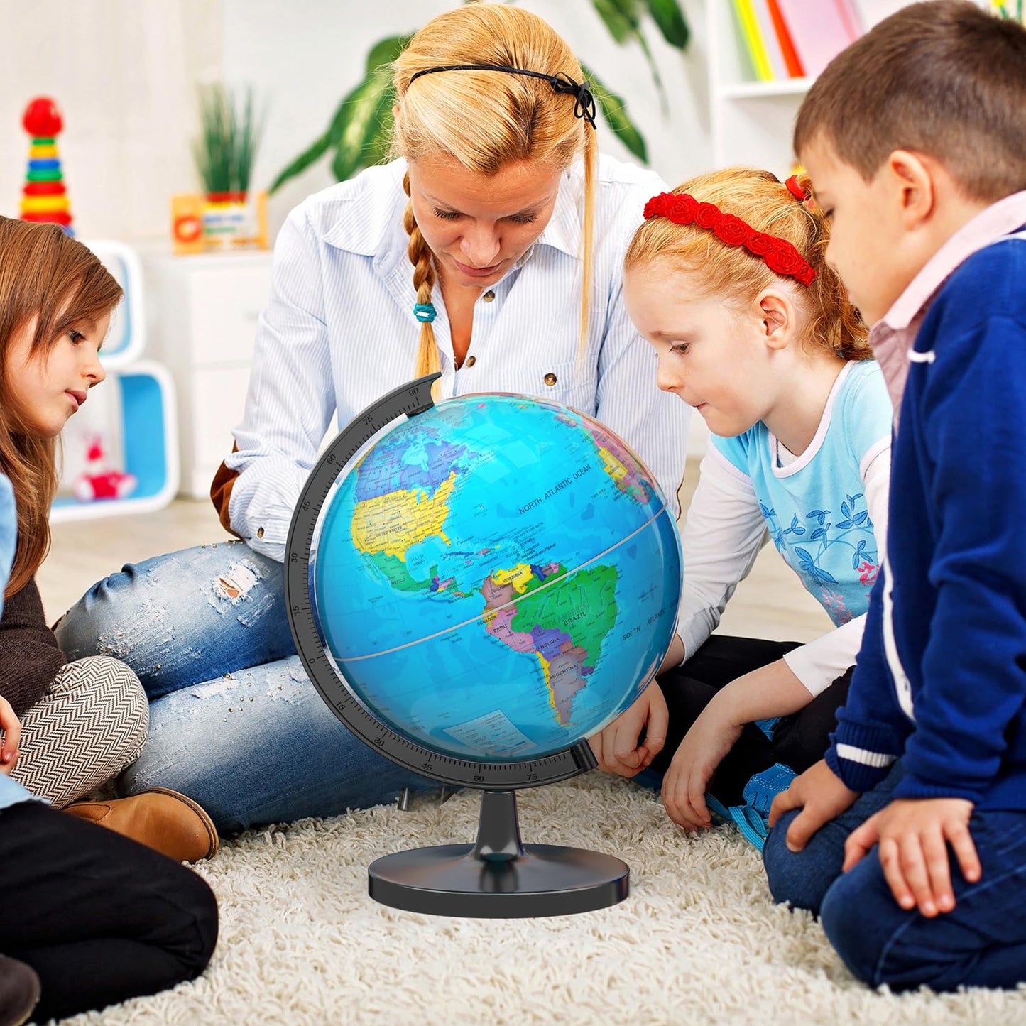 Voxelure 13" Globe for Children & Adults, Interactive World Globe for Kids with Stable Heavy Metal Base, HD Waterproof & Writable Surface, Educational STEM Learning Toy, Classroom Teaching Gift