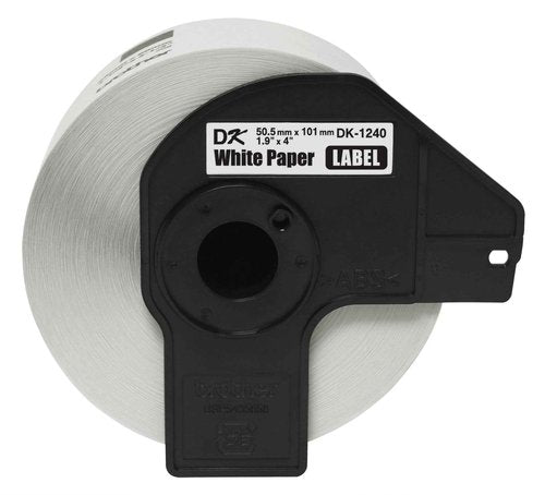Brother Genuine DK-1240 Die-Cut Large Multi-Purpose White Paper Labels for Brother QL Label Printers, 1.9" x 4" (50.5mm x 101mm), 600 Labels per Roll, DK1240