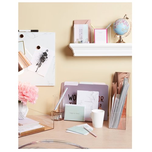 C.R. Gibson Acrylic Desktop Organizer, Mirror Panel, Measures 9" W x 4" H x 4" D - Rose Gold (SC2-20084)