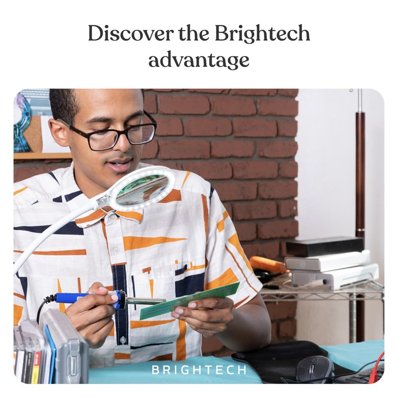 Brightech LightView Pro Flex 2 in 1 Magnifying Desk Lamp, 1.75x Light Magnifier, Adjustable Gooseneck Magnifying Glass with Light for Crafts, Reading, Close Work