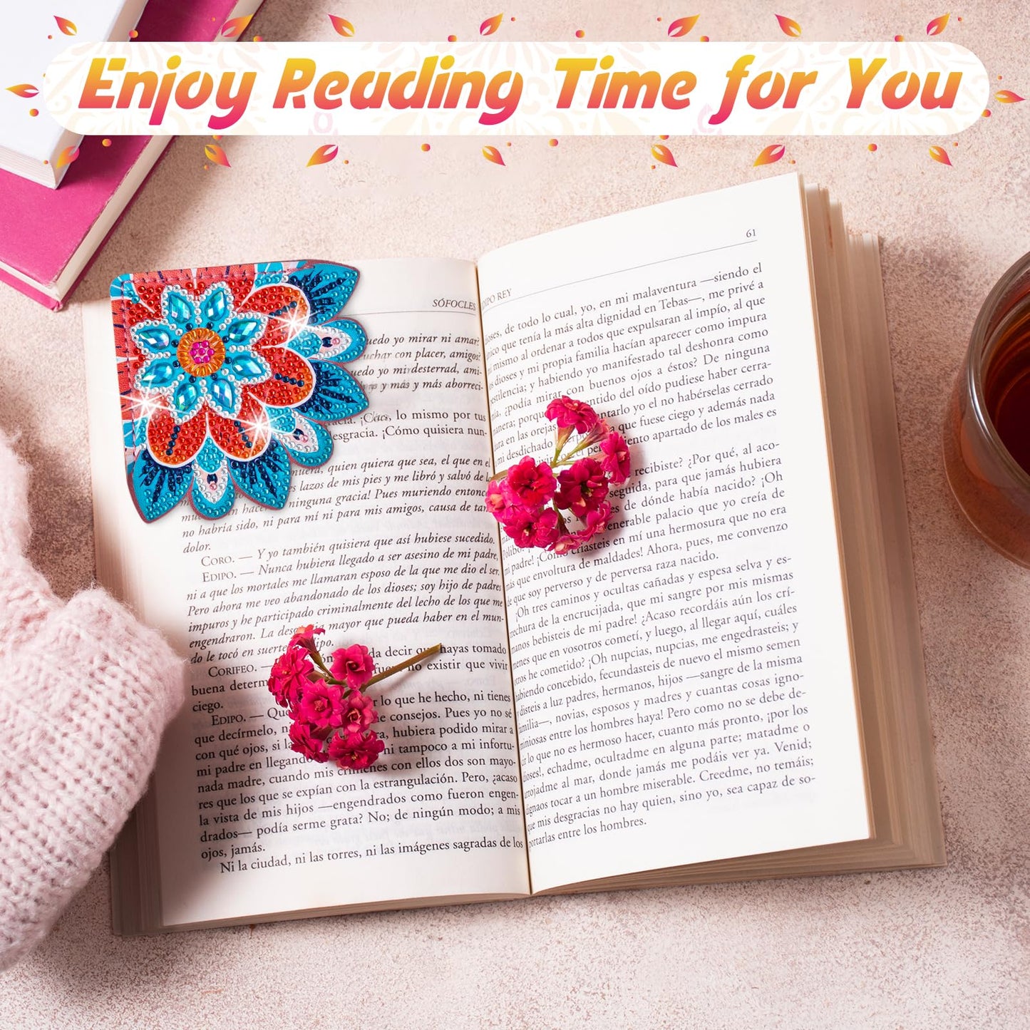 WIVICO 4 pcs Diamond Painting Bookmarks, DIY Diamond Art Kits for Adults, Book Corner - Protecting Bookmark Craft Supplies Kits for Book Lovers(Mandala B)