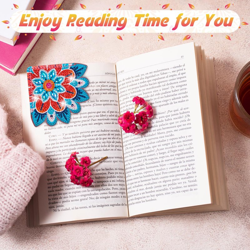 WIVICO 4 pcs Diamond Painting Bookmarks, DIY Diamond Art Kits for Adults, Book Corner - Protecting Bookmark Craft Supplies Kits for Book Lovers(Mandala B)