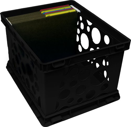 Storex Premium File Crate with Handles – Letter and Legal Document and Folder Storage, Black, 3-Pack (61546A03C)