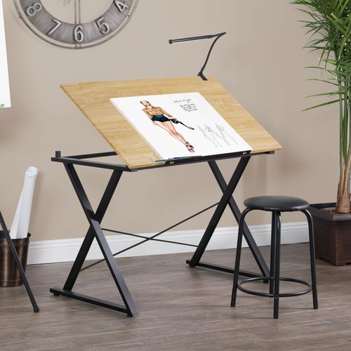 SD STUDIO DESIGNS Axiom II Drawing 42" Wide Adjustable Top Drafting Table, Graphite Black/Ashwood
