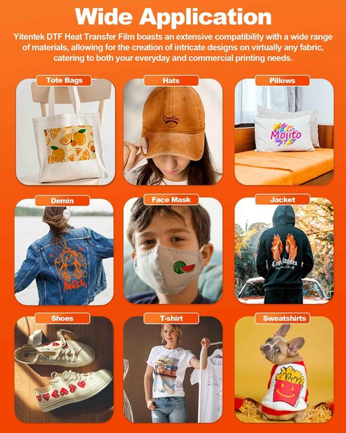 Yitentek A3 DTF Transfer Film, 11.7" x 16.5" Double Sided Matte PreTreat PET Heat Transfer Paper Sheets for DTF Inkjet Printer, DTF Paper Direct Print on T-Shirts Textile, Hot & Cold Peel, 120 Sheets
