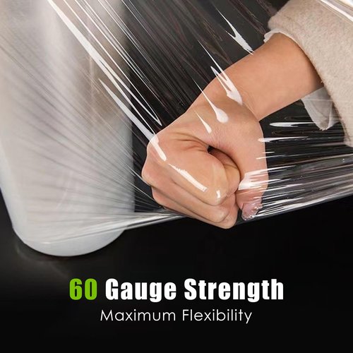 Cosy Family Plastic Wrap Stretch Film Roll - 1000ft 60 Gauge Industrial Strength 18 inch Wide Clear Plastic Wrap Roll with Handles for Pallet Wrapping Shipping Moving - Clear, Pack of 2