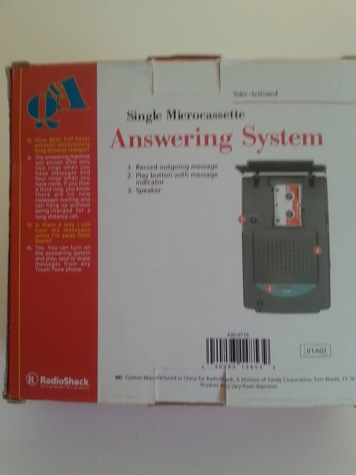 Radio Shack Single Microcassette Answering System 43-716