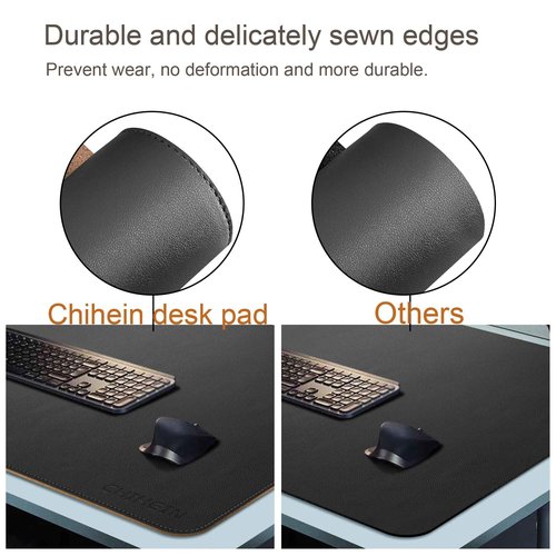Chihein 59" x 32" 4XL PU Leather Desk Mat (Black/Gray), Huge Mouse Pad, Dual Sided Desk Pad Protector, Waterproof Writing Blotter for Gaming/Office/Home