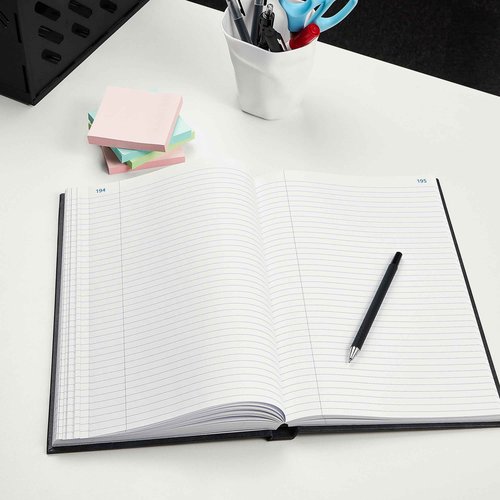 Staples Record Book, 7.25"W x 11.75"H, Blue Marble, 300 Sheets/Book (886673)