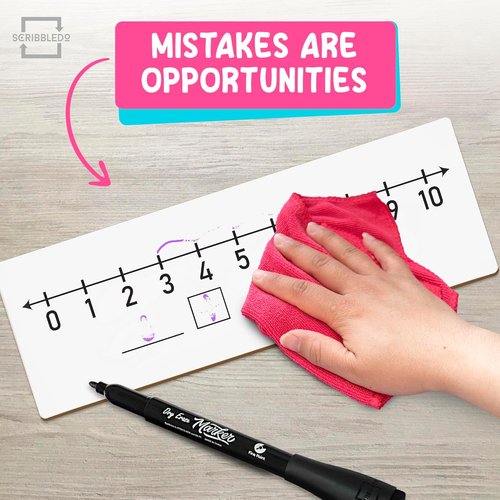 SCRIBBLEDO Dry Erase Number Line Board - Double-Sided 4”x12” Whiteboard for Math Learning | 0-10 & 0-20 Number Lines