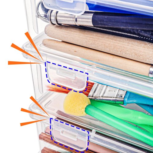 Covzoe 12 Packs Clear Pencil Box, Plastic Pencil Case with Lid, Storage Boxes Bulk Stackable Design, Durable Office Supplies Organizer for Crayon Pencil, Craft, Brush