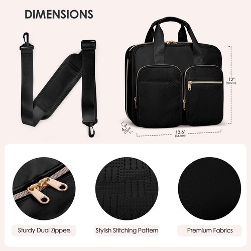 Prokva 3 Ring Zipper Binder, 2 Inch Ring Binder Organizer Bag with Shoulder Strap Fits 13 Inch Laptop and 500 Sheets, Black (Empty Bag Only)