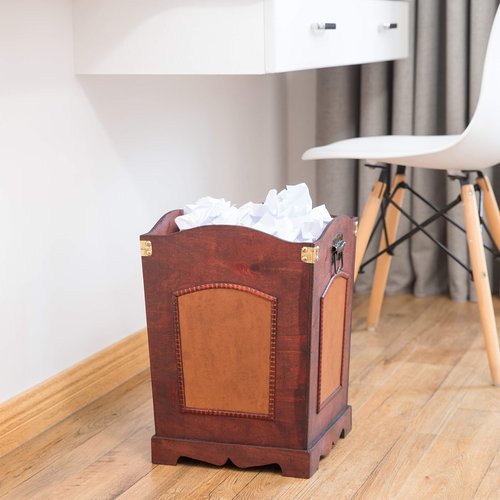 Vintiquewise(TM) Antique Wooden Waste Can/Bin with Handle