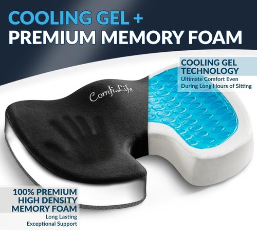 ComfiLife Lumbar Pillow + Gel Enhanced Seat Cushion Bundle – Office Chair Cushion – Lumbar Support Pillow – Car Seat Cushion – Improves Posture Help Back Pain Relief