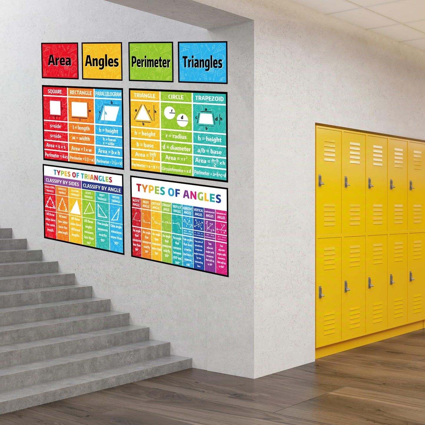Math Bulletin Board Classroom Decor Posters for Sped Must Haves Math Poster for Elementary Middle High School Teacher Educational Mathematics Area Perimeter Geometry Math Keywords Banners Decorations