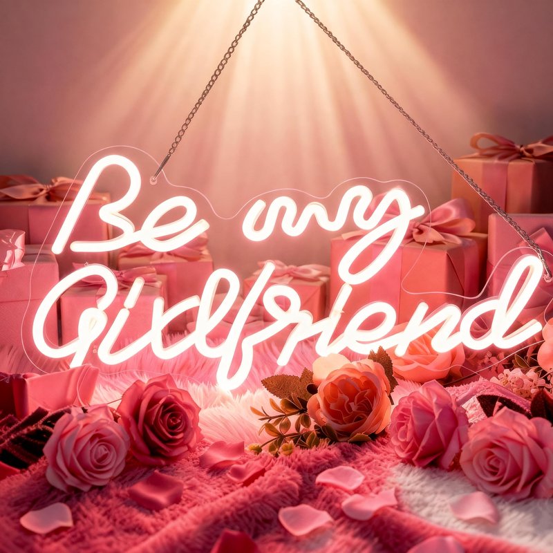Tujoe Be My Girlfriend Decorations Girlfriend Proposal Neon Sign LED Light Acrylic Letters Surprise Gifts for Proposing Party Romantic Special Night Decor Promposal Dating Ornament