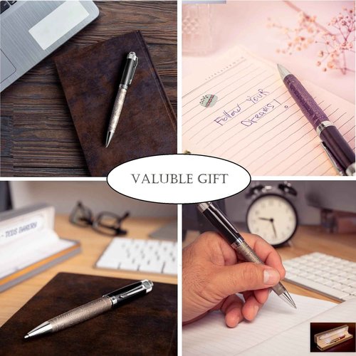 S&R Somit Luxury Trio - Fancy Three Pens with Shining Gift Box Silver-Black, Golden Rose and Red Gold, Great Set of Unique Stylish Pens.