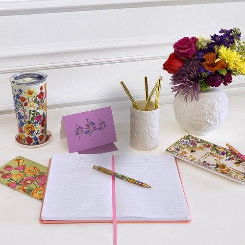 Vera Bradley Cute Pencil Holder for Desk with Raised Floral Design, Ceramic Office Desk Organizer, Meadow Bouquet Tonal Seedpearl