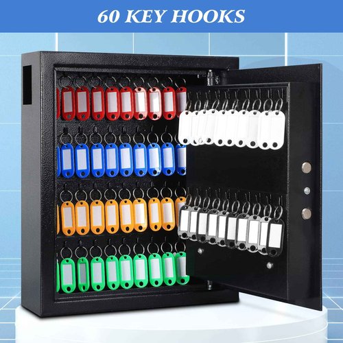 KYODOLED Electronic 60-Key Cabinet Wall-Mounted Digital Key Safe, Key Lock Box, Large Security Key Box for Keys Holder, Heavy-Duty Combination Lock Storage Box, 14.3'' X 12'' X3.94'' (Black, 60 Keys)