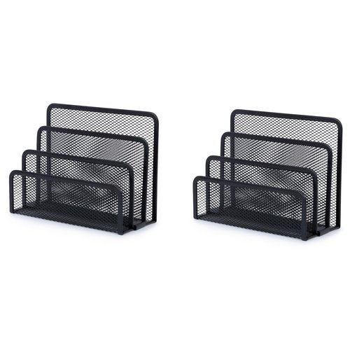 YBM Home Desk Mail Organizer for Office, 3-Slot Mesh Letter Sorter/Holder Black 2250-2 Pack of 2