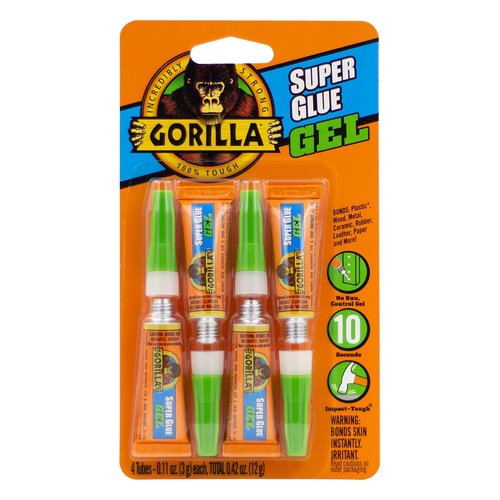 Gorilla Super Glue Gel - Clear All-Purpose Fast-Setting Adhesive | Four 3g Tubes (Pack of 2)