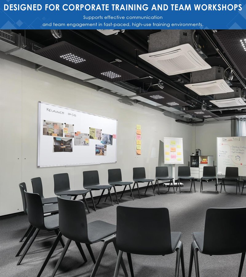 SWANCROWN Large Magnetic White Board 72 x 40 Inches with Thick Aluminum Frame, Large Dry Erase Board for Wall, with Magnetic Pen Holder & Long Marker Tray for Conference Room