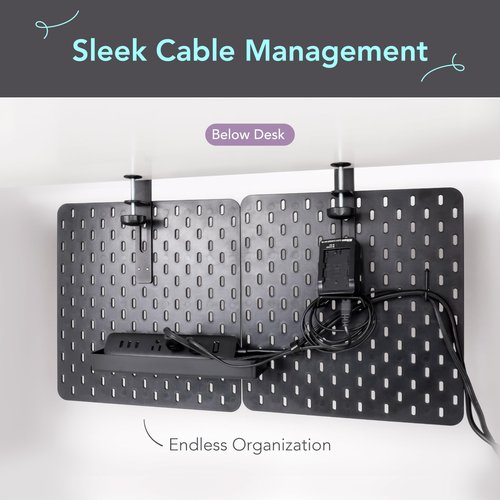 EHO Clamp-On Desk Pegboard, 2Pack (Combined Size 27 x 14 inch) Privacy Divider, Desk Partition Panel, No-Drill Desk Mounted Peg Board Organizer for Office, Gaming, Home, Black