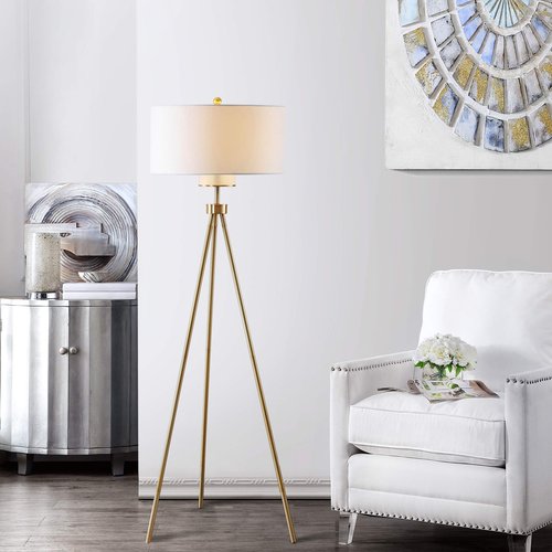 Safavieh Lighting Collection Enrica 66" Brass and Gold Floor Lamp