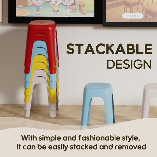 Anywish 6 Pack Stackable Classroom Stools 18 Inch Nesting Plastic Stools Portable Backless Chairs for Classroom, Students, Adults, Living Room, Dining Room, Office Home