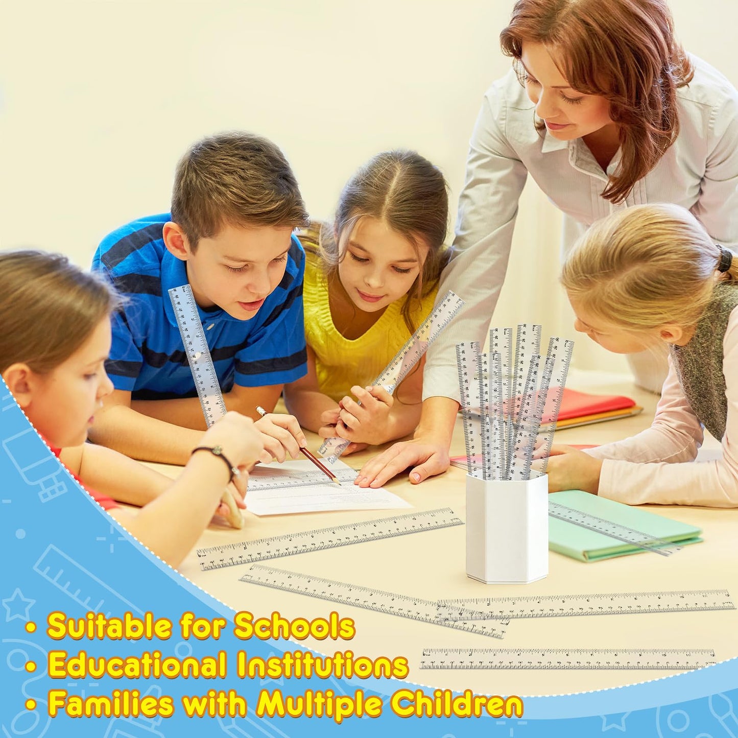 32 Pack Clear Plastic Ruler 12 Inch, Rulers Bulk for Classroom, Transparent Ruler with Centimeters and Inches, Kids Metric Ruler for School, Ideal Back to School Office Home Supplies