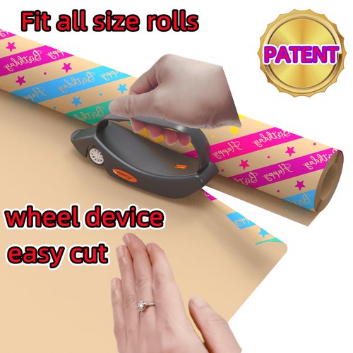 Perfycut 2 Pack Wrapping Paper Cutter with 3 Replaceable Blade Sets for Gift Wrapping Paper Roll Cutter and Christmas Wrapping Paper