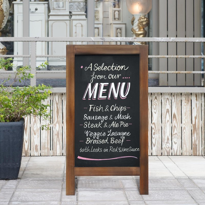 TEAKMAMA Chalkboard, A Frame Chalk Board Sign Board, 40" x 20" Magnetic Menu Blackboard, Brown Double-Sided Sandwich Signs Outdoor for Business, Restaurant or Wedding