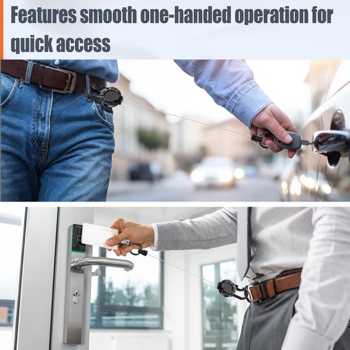 2 Pack Magnetic Retractable Keychain - Heavy Duty Badge Reel with Built-in Bottle Opener Carabiner Clip, 25.5" Steel Cord Badge Holder Retractable Clip Holds 18oz