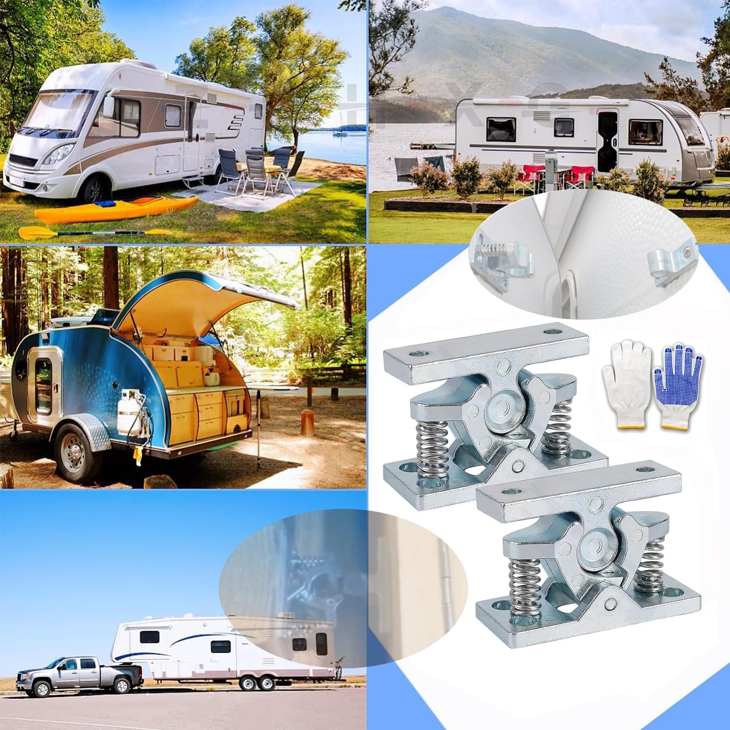 Heavy RV Door Holder Zinc Alloy Trailer Door Latch, Spring Loaded Double Roller Catch Easy Lock Stop for Trailers, Boats, Garage, Cabinets & Home Use with Screws (4 Pcs)