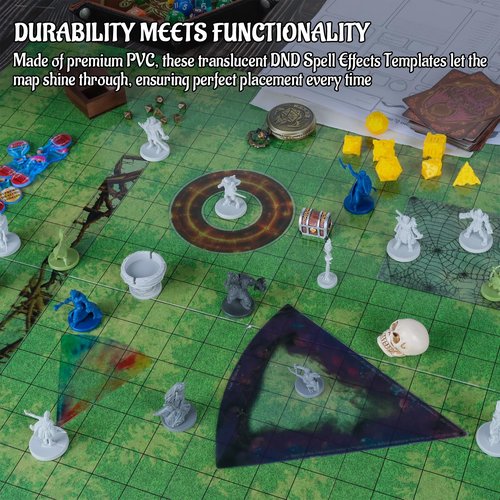 CZYY DND Area of Effect Spell Templates - Set of 28 Markers for AOE Spells Erasable PVC Spell Effects Templates with Reference Perfect Tools, Accessories & Gift for Dungeons and Dragons