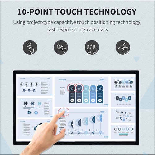 TouchWo 32 inch Interactive Touchscreen Monitor PC, Smart Board with 16:9 Display 1080P, Win-10 Electronic Whiteboard Touchscreen PC for Office and Classroom, Core i7 RAM 16G & ROM 512G