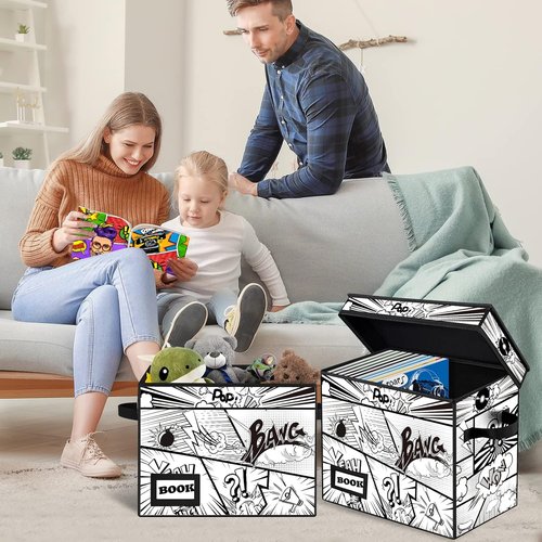 Comic Book Storage Box by Cartoon Bombs - Collapsible Organizer for 160-180 Comics | 15.8" x 7.8" x 11.8"