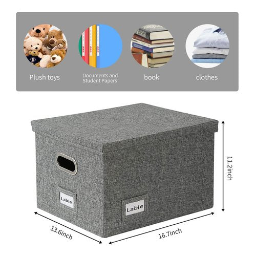 DYWMM File Organizer Collapsible Storage Box for Office File Box with Lids Document Organizer for Office and Home Easy Slide Durable Hanging File Box (Gray)