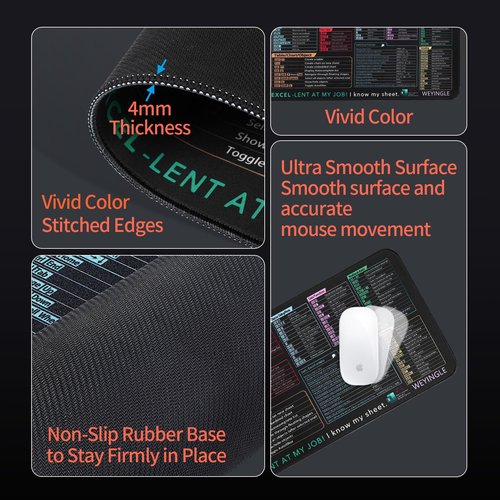 Wireless Charging Mouse Pad with Foldable Phone Stand &Excel Shortcut Keys 15W Qi Fast Charging Desk Mat XXL Non-Slip Surface for Gaming/Office, Compatible with Qi-Enabled Phones (31.5x11.8x0.16inch)