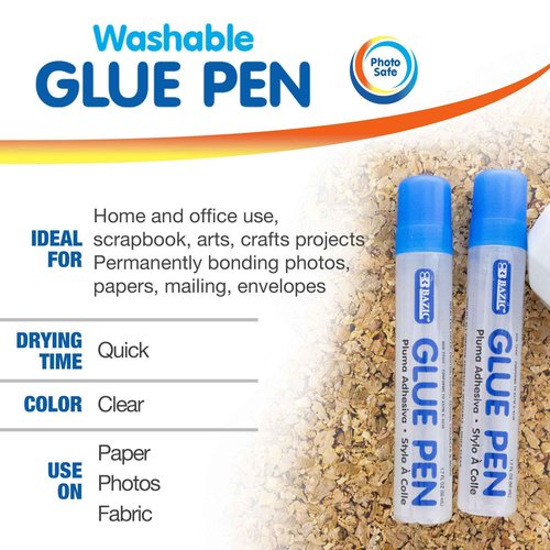 BAZIC Products Washable Glue Pen 1.7 Oz. (50 mL), Liquid Clear Glues Bond Adhesive for Art Crafts Project at School Home Office (2/Pack), 24-Pack