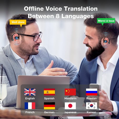 XIXIGOU AI Real-Time Translation Earbuds for iPhone & Android - 144 Language Wireless Translator Headphones, 3-in-1 Bluetooth Earbuds with Portable Charging Case for Travel, Business, Learning