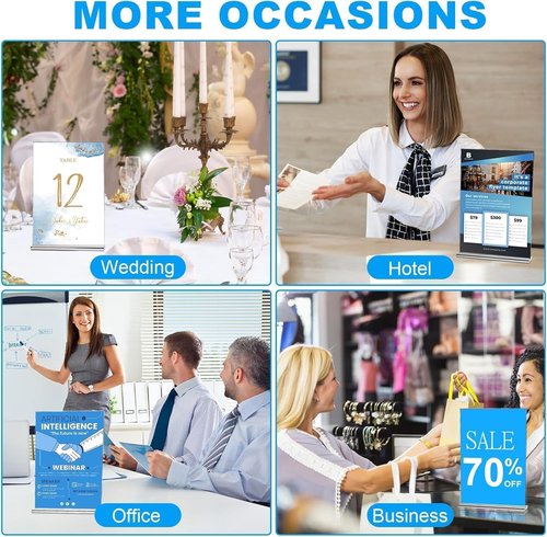 EHWINE Acrylic Sign Holder - 10 Pack Double-Sided Tabletop Display Frames | 5.5 x 8.5 Inches, Clear