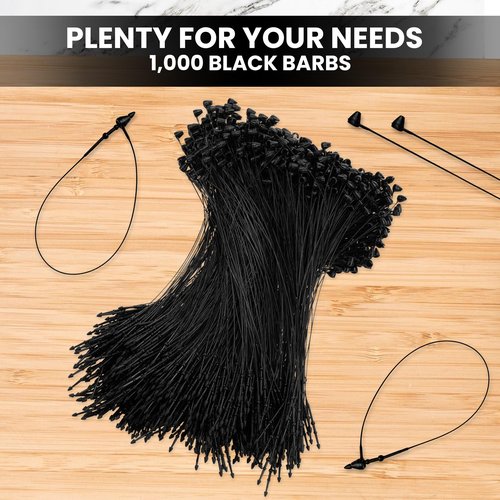 Perco 3 Inch Black Hang Tag Snap Lock Pins - 1,000 Pieces - Professional-Grade Security Loop Plastic Fasteners for Impeccable Tag Attachment