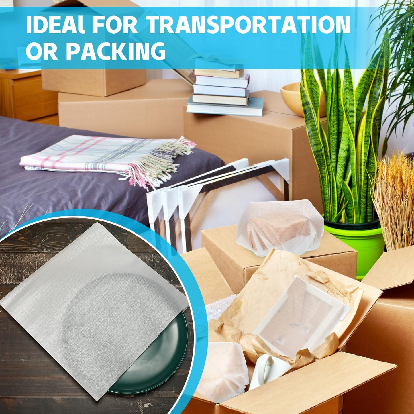 Crtiin 300 Pcs Foam Pouches 4 Sizes Cushion Wrap Pouches Packing Foam Sheets for Dishes Furniture Glasses Cups Plates Moving Shipping Packaging
