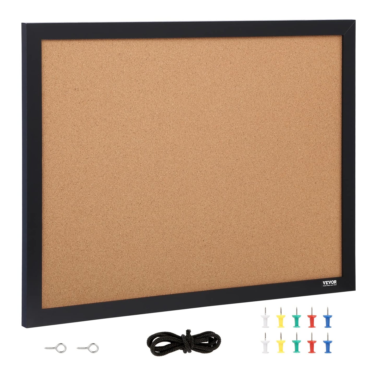 VEVOR Cork Board for Walls, Double-Sided Cork 24" x 18" Bulletin Board Vision Board, Push Pin Board with Framed for Office Home and School