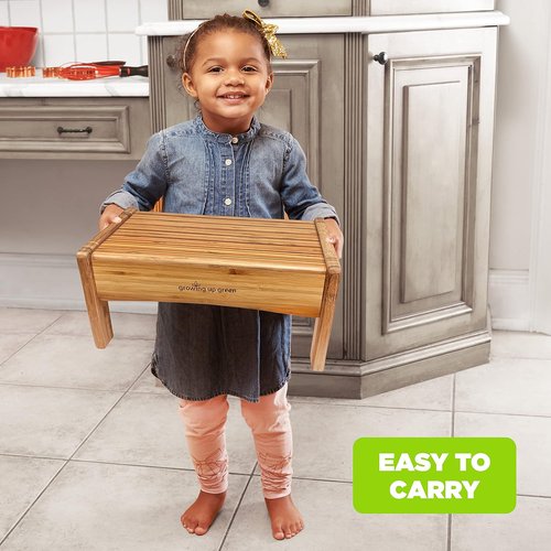 Growing Up Green Bamboo Kids Step Stool - Non-Slip Potty Training Aid for Bathroom & Kitchen