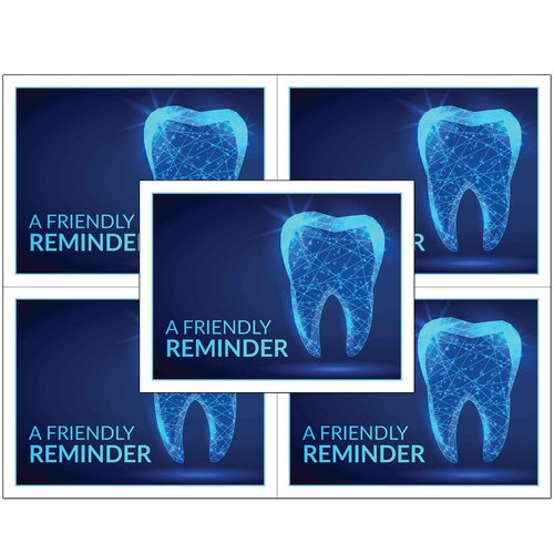 Dental Laser Appointment Reminder Postcards with Personalizable Backs. 4 Cards Micro Perforated for Tear-off at 4.25" x 5.5" on an 8.5" x 11" Sheet of 8 Pt Card Stock. (500)